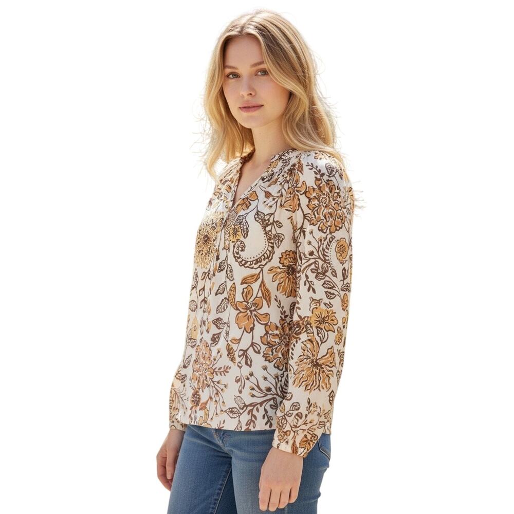 Lilly Pulitzer $188 Elsa Silk Floral Coconut Take Blouse Size XXS